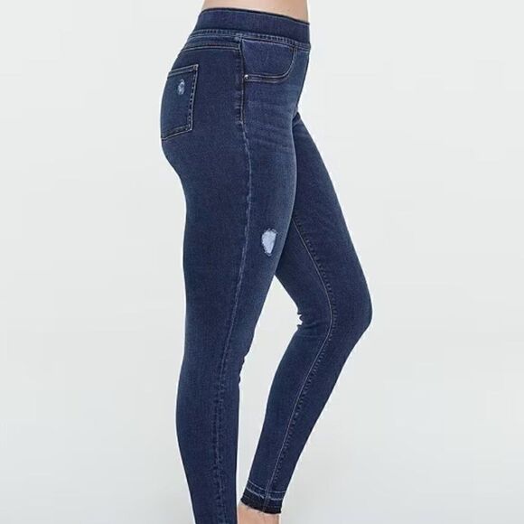 Spanx Distressed Denim High Rise Elastic Waist Jeggings Size S - Picture 3 of 5